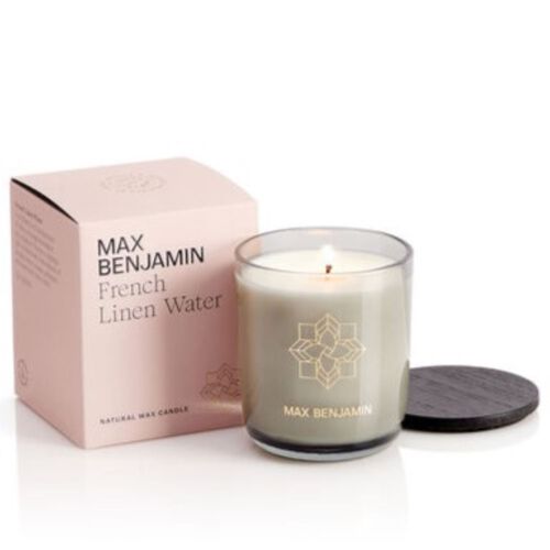 Max Benjamin French Linen Water Luxury Candle & Lid 210g