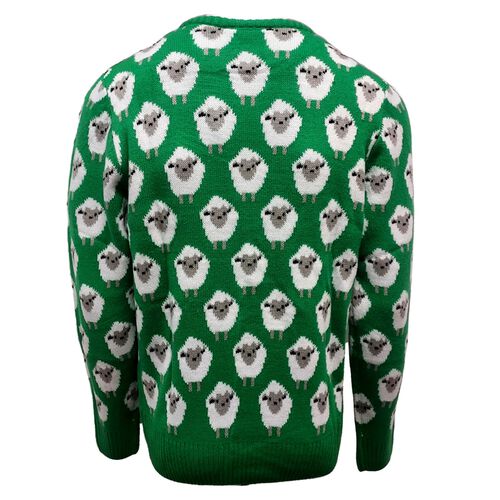 Traditional Craft Adults Green Sheep Knit Jumper M