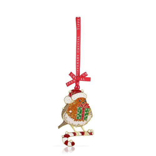 Tipperary Crystal Robin With Gift Christmas Ornament