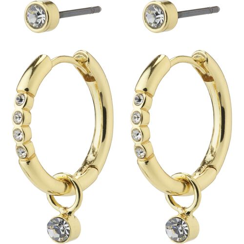 Pilgrim ELNA recycled crystal earrings 2-in-1 set gold-plated