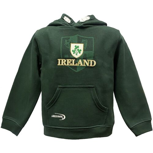 Irish Memories Green Shamrock Crest Kids Hoodie 11-12 Years