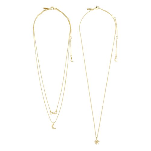 Pilgrim RAIN recycled necklaces, 2-in-1 set, gold-plated