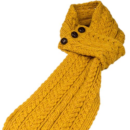 Aran Woollen Mills Buttoned Loop Scarf Yellow