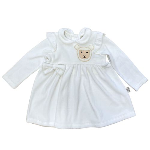 Patrick Francis Velour Sheep Cream Baby Dress 0-6 Months