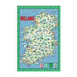 Irish Memories Natural Linen Map of Ireland Tea Towel