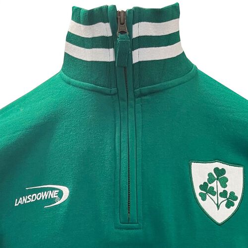 Irish Memories Retro Ireland Shamrock Crest 1/4 Zip Top XS