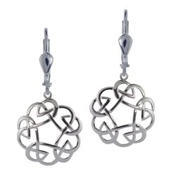 JMH Sterling Silver Round Celtic Weave Earrings Leverback fittings