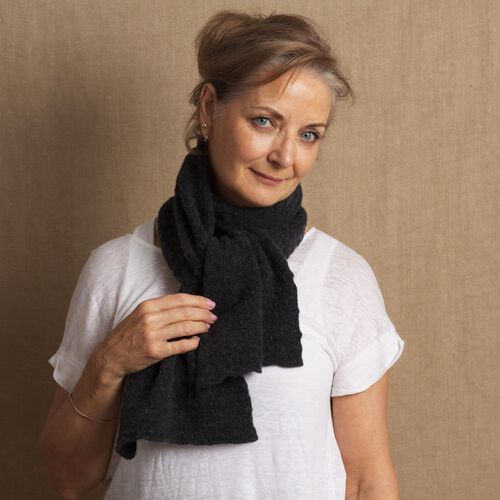 Madigan Cashmere Draoicht Cashmere Scarf in in Charcoal Handmade in Ireland