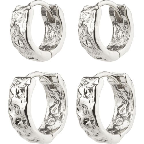 Pilgrim TABITHA recycled hoop earrings 2-in-1 set silver-plated