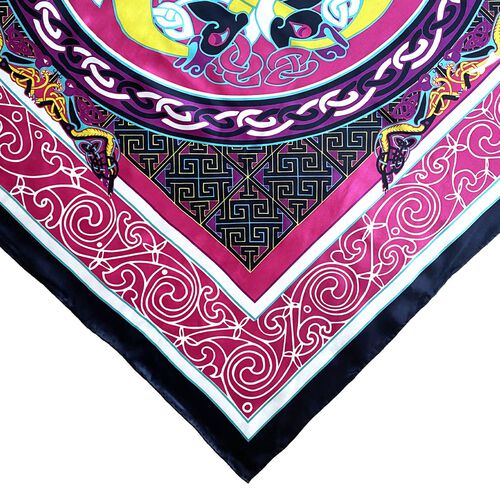 Book of Kells Celtic Cerise Pink & Lime Silk Scarf