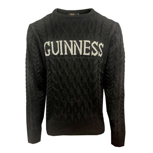 Guinness Black Aran Knit Jumper XL