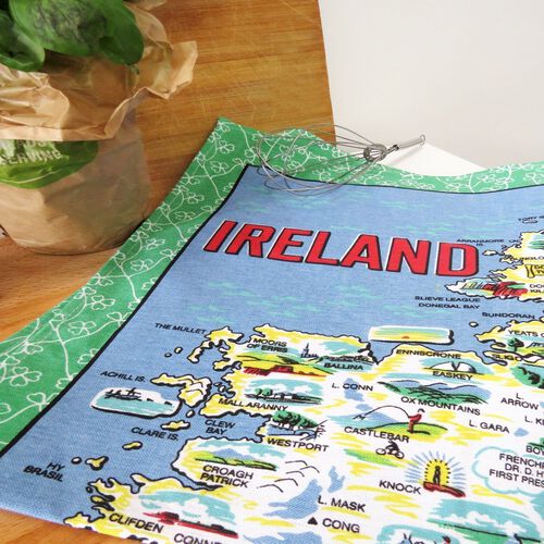 Irish Memories Natural Linen Map of Ireland Tea Towel