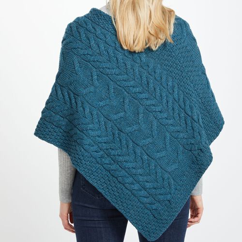 Aran Woollen Mills Triangular Poncho Blue