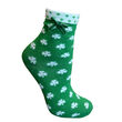 Silly Socks Green White Shamrock Ladies Ankle Sock  One Size