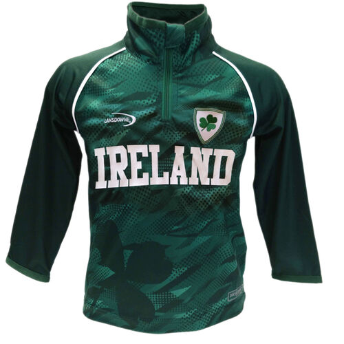 Irish Memories Kids Bottle Green Sublimated Performance 1/4 Zip Top 7-8 Years