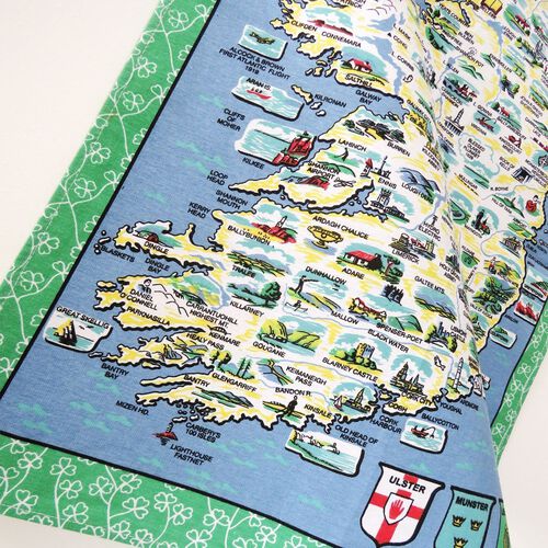 Irish Memories Natural Linen Map of Ireland Tea Towel