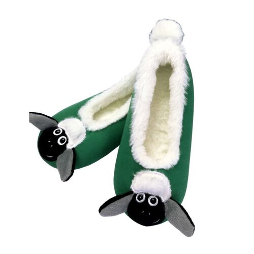 Traditional Craft Kids Emerald Green Flaherty Flock Pom Pom Kids Slippers 3-5