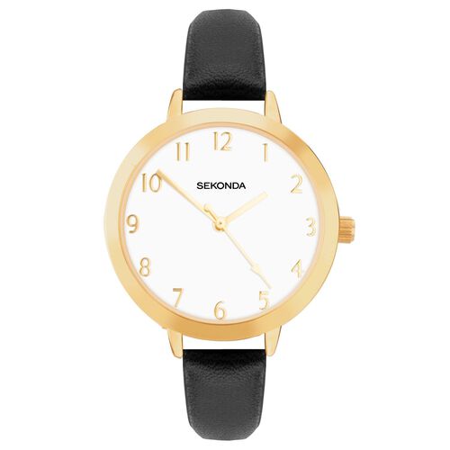 Sekonda Watches Classic Easy Reader Ladies Watch 40049 Gold / Black strap