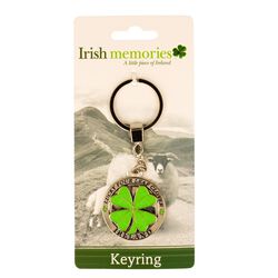 Irish Memories Lucky Four Leef Clover Spinning Keyring