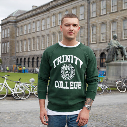 Trinity Bottle Green & White Trinity College Crest Sweatshirt  XL