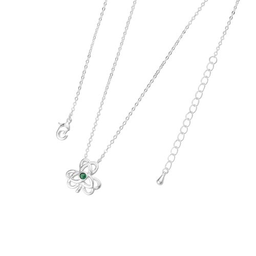 Trinity Silver Green Shamrock Tri Knot Pendant