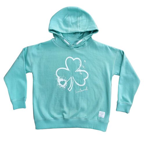 Traditional Craft Kids Ocean Green Ireland Shamrock Kids Hoodie 9-10 Years