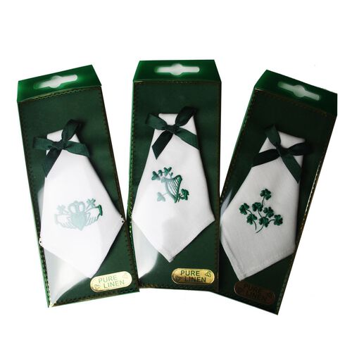 Irish Memories Green Linen Shamrock Ladies Hankie