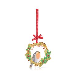 Tipperary Crystal Robin & Wreath Christmas Ornament