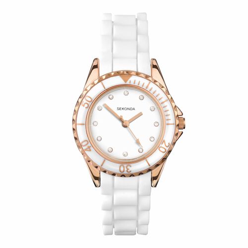 Sekonda Watches Classic Ladies Dress Watch 4742 White / Rose Gold