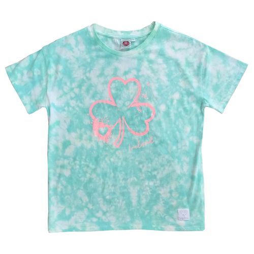 Traditional Craft Kids Ocean Green Tye Dye Pink Shamrock Kids T-Shirt 9-10 Years