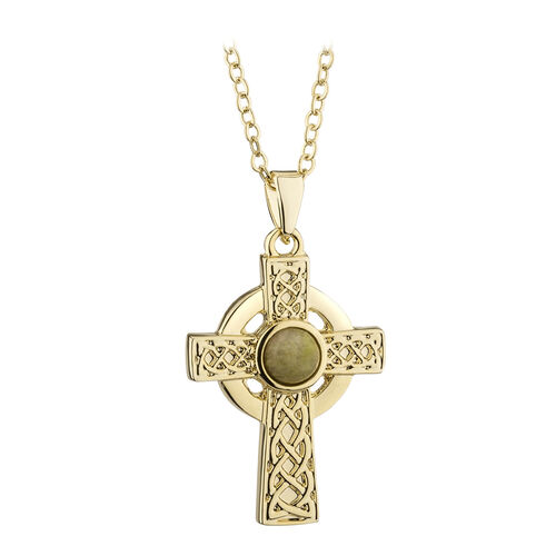 Solvar IRM SLV Gold Plated Marble Cross Pendant