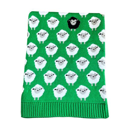 Traditional Craft Kids Sheep Pattern Baby Blanket  Green