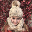 Patrick Francis Kids Oatmeal Speckled Wool Faux Bobble Hat 1/2