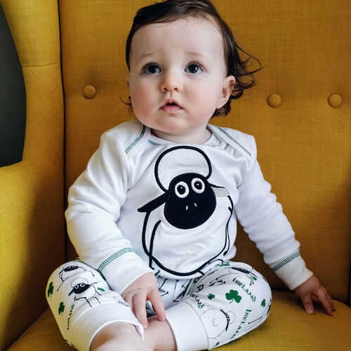 Traditional Craft Kids White Overall Print Sheep Baby Leggings 1-2 Years