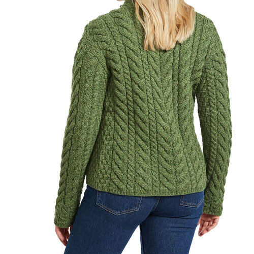 Aran Woollen Mills Asymmetrical Multi Cable Cardigan with 3 Buttons XXL