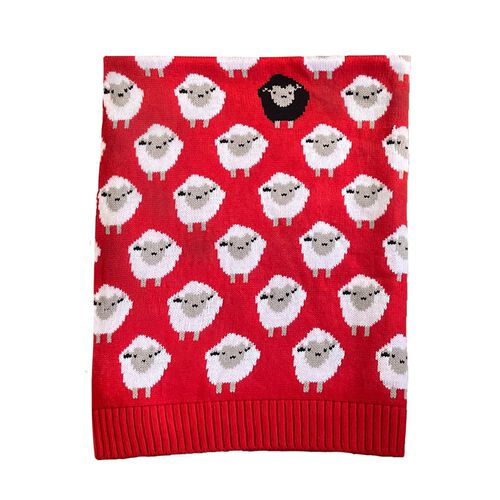 Traditional Craft Kids Sheep Pattern Baby Blanket Red