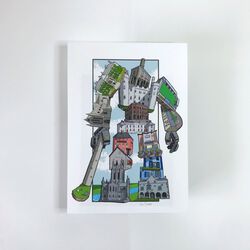 Rob Stears Kilkenny Big City Bot Print A print of a Big City Bot made up of iconic Kilkenny Landmarks