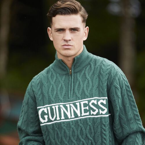 Guinness Aran Knit 1/4 Zip Jumper XS