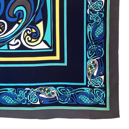 Book of Kells Large Blue & Lemon Celtic Square Scarf