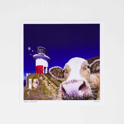 Kelly Hood Udderly Cool Blue Selfie Mounted Print 