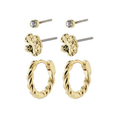 Pilgrim EMANUELLE recycled earrings 3-in-1 set gold-plated