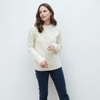 Aran Woollen Mills Multi Cabled Raglan Sweater White S