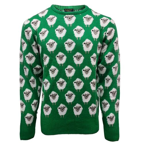 Traditional Craft Adults Green Sheep Knit Jumper XXL