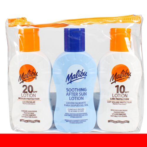 Malibu Sun Trio SPF 20 and 10 Sun Lotion and After Sun Lotion 3x100ml