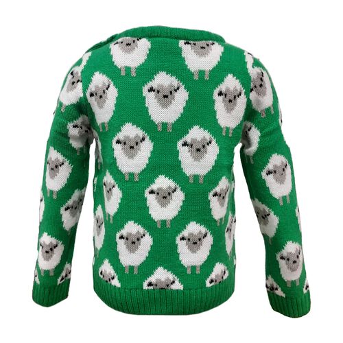 Traditional Craft Kids Green Sheep Knit Kids Jumper 3-4 Years