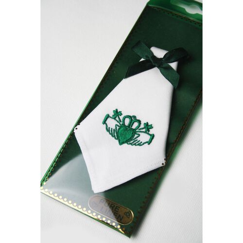 Irish Memories Green Linen Claddagh Ladies Hankie