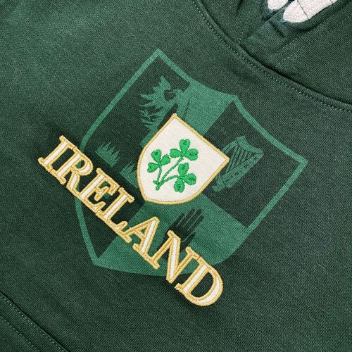 Irish Memories Green Shamrock Crest Kids Hoodie 5-6 Years