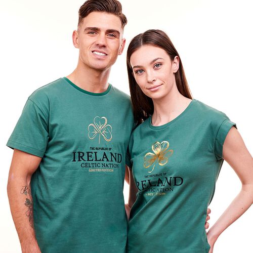 Traditional Craft Adults Green Foil Shamrock Ladies T-shirt XS