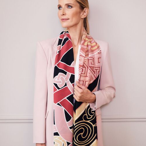 Book of Kells Large Pink & Beige Celtic Scarf