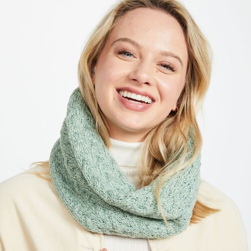 Aran Woollen Mills Infinity Cabled Scarf Green